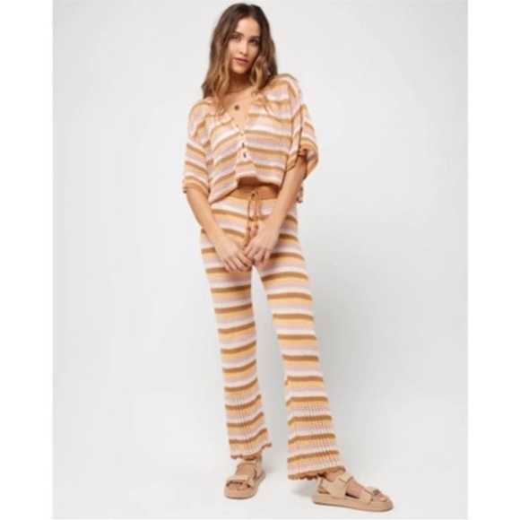 L* Space coverup knit stripe pants NEW